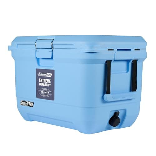 Image of Coleman PRO Heavy-Duty Insulated Hard Cooler with handles | 43 L capacity | Keeps Ice for 4 Days | Full foam insulation | Large Durable Portable Cool Ice Box for Rugged Outdoor Use & Jobsites
