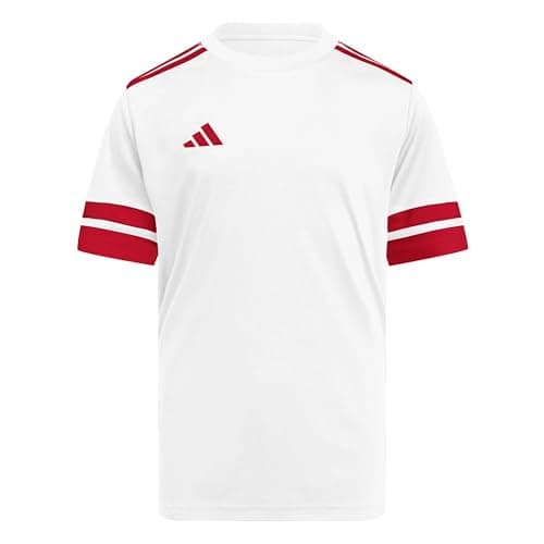 Image of adidas Unisex Kids Squadra25 Jersey Short Sleeve Kids Shirt, White/Team Power red 2, 7-8 Years