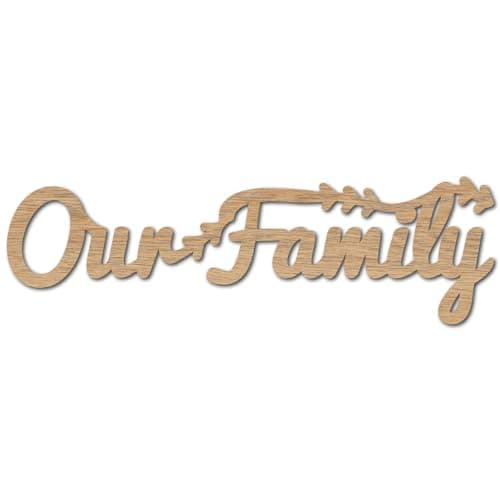 Image of CREATCABIN Our Family Laser Cut Wood Letter Sign Arrow Wall Decor Cutouts Unfinished Wooden Signs Wall Art Basswood Hanging Sculpture Decoration for Painting Crafts DIY Home Living Room 11.8x4.3Inch