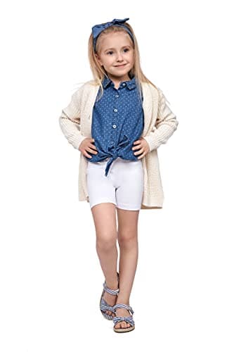 Image of SOFTSAIL Girls Leggings Cycling Shorts Short Cotton Sport Dancing Gymnastic Breathable Comfy Stretchable White 11-12 Years