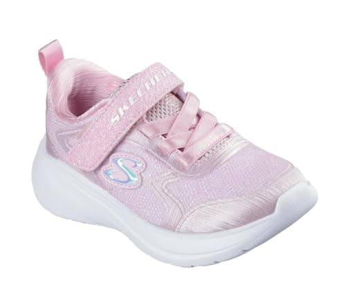 Image of Skechers Baby Girl's Wave 92 Sneaker, Light Pink Sparkle Mesh/Trim, 7 UK