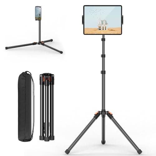 Image of XXZU Tablet Floor Stand Tripod, 72in Tablet Stand with 360° Ball Head, Height Adjustable Phone Floor Tripod With Case, Holder For Bed/Phone/Music/Stream/Recording and All 4.7-13” Devices
