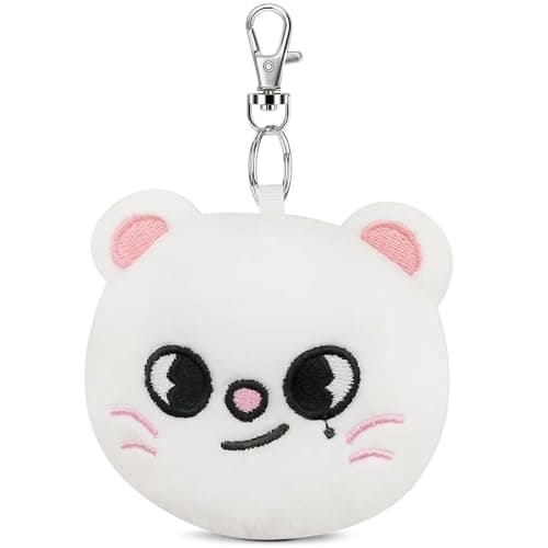 Image of AstraFable Cute Plush Keychain, 10cm Soft Stuffed Animal Keyring, Mini Plush Bag Charm Pendant, Gift for Friends (White Cat)