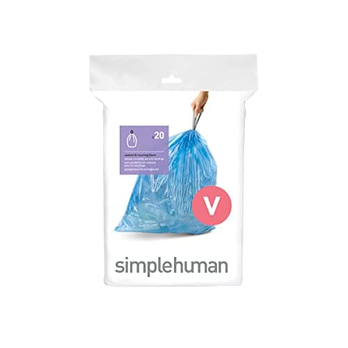 Image of simplehuman CW0298 Code V Custom Fit Bin Liners, Blue Plastic (Pack of 20 Liners)