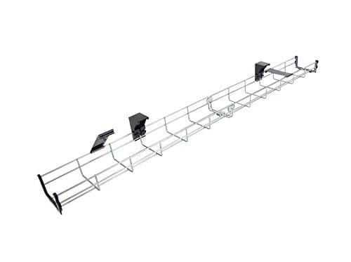 Image of Allcam CT160 160cm Long Under Desk Cable Tray Basket Galvanized Steel Mesh Cord Tidy w/Mounting Bracket, Cover & End cap