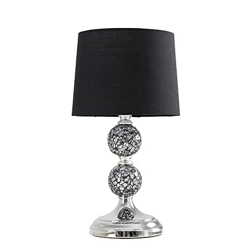 Image of MiniSun | Modern Chrome and Mosaic Glass Table Lamp with a Black Shade | Table Lamps, Home Décor & Improvement Essential