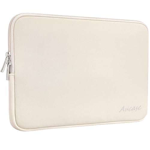 Image of Aucase 15 15.6 inch Laptop Sleeve Leather Case, Water Resistant Puffy Protective Laptop Bag for Macbook Air 15 inch/Macbook Pro 16 inch/HP/LENOVO/ACER/ASUS/DELL Chromebook Matebook 15.6