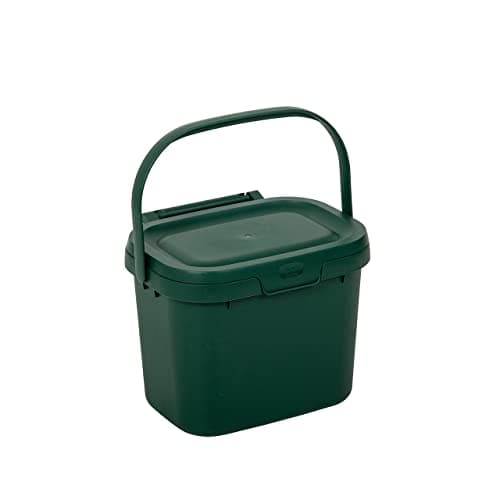 Image of Addis 518250 Everyday Kitchen Food Waste Compost Caddy Bin, 4.5 Litre, Dark Green