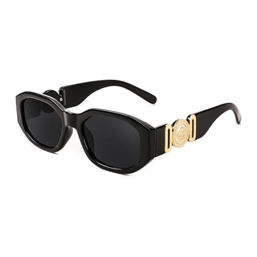 Image of FEISEDY Retro Rectangle Sunglasses for Women Men, UV400 Protection Vintage 90s Small Narrow Square Sun Glasses