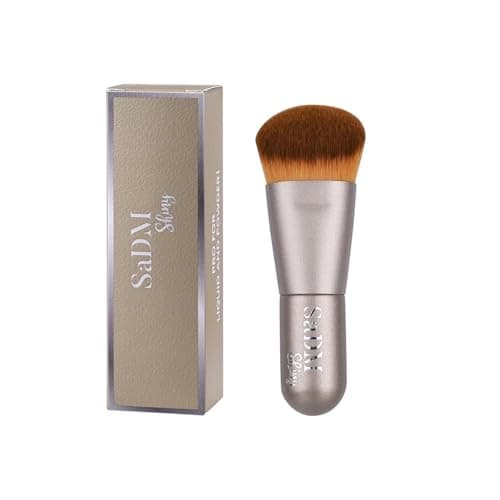 Image of Kabuki Angled Makeup Brush for Powder, Cream, Liquid Foundation, Sunscreen, Blush Blending & Bronzer - Professional Full Face Make Up Brush - Vegan & Cruelty Free