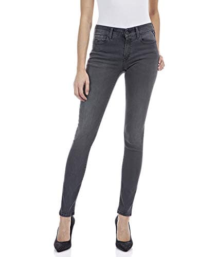Image of REPLAY Women's New Luz Hyperflex Re-Used Jeans, Grey (096 Medium Grey), 23W x 32L