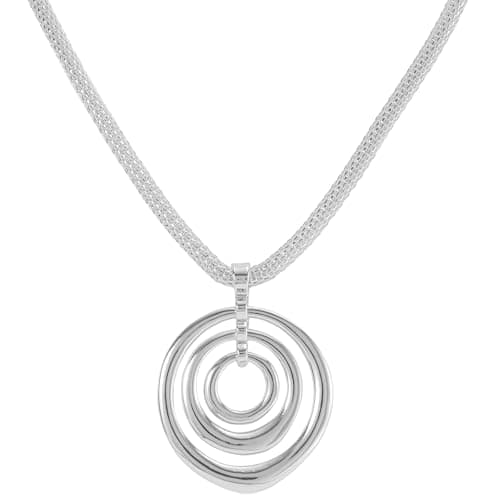 Image of Mikovivi Silver Chunky Necklace for Women, Sun Heart Flower Pendant Necklace Circle Summer Beach Jewelry for Women Fashion Jewelry Birthday Holiday Party Gift