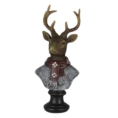 Image of MAISONICA Man Deer Stag Bust Ornament - Cool Male Grey & Brown Figurine