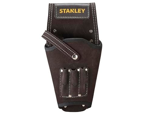 Image of STANLEY Leather Drill Holster, 3 x Small Pockets for Drill Bits Organiser , STST1-80118 , Brown