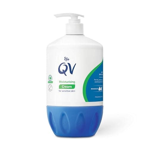 Image of QV Cream with 10% Glycerin (1050g) Rich Protective Moisturiser for Sensitive, Dry Skin, Fragrance Free, Noncomedogenic Body Cream, Hydrating Skin Care for Eczema, Psoriasis, Dermatitis, Pump Bottle