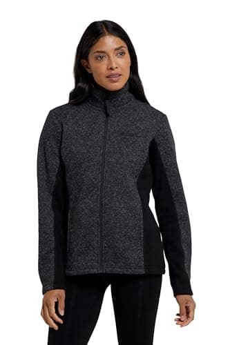 Image of Mountain Warehouse Idris Womens Panelled Fleece Jacket -Warm Coat, Lightweight with Breathable Front Pockets - For Spring Summer, Camping, Outdoors, Travelling & Hiking Jet Black Women's Size 20