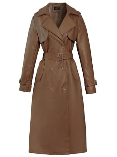 Image of SS7 Womens Faux Leather Maxi Trench Coat PU