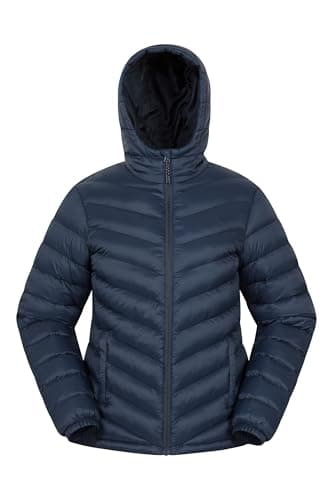 Image of Mountain Warehouse Seasons Womens Padded Jacket - Water Resistant Coat, Puffer Jacket, Front Pockets, Adjustable Elastic Cuffs & Hood - For Spring Summer, Outdoors Navy Women's Size 14