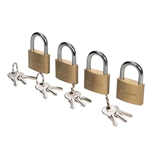 Image of Silverline 675152 Brass Padlock Keyed Alike 4pk 40 mm