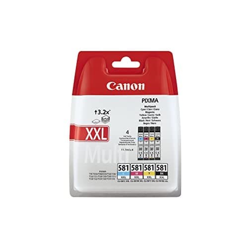 Image of Canon Genuine Printer Ink Multipack of 4 x CLI-581XXL Ink Cartridges in Cyan, Magenta, Yellow and Black - Suitable for Canon PIXMA TR and TS series printers