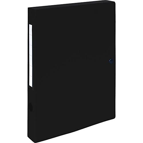Image of Exacompta - Ref 54631E - Plastic Filing Box - 250 x 330mm in Size, Suitable for Holding A4 Documents, 4cm Spine, 2 x Spine Labels & 2 x Finger Holes - Black