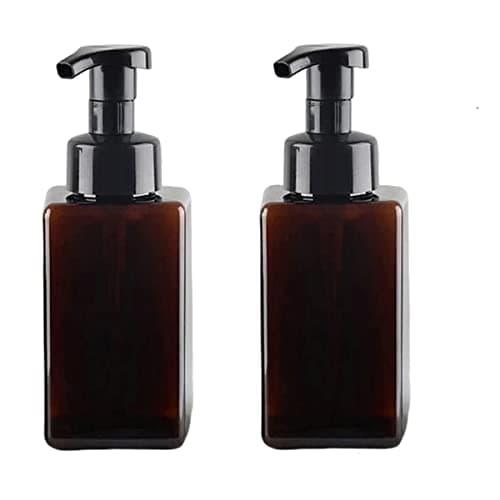 Image of Coldchill Foaming Soap Dispenser, 2 Pcs Brown Square Refillable 450ml (16oz) PETG Plastic BPA Free Countertop Dispenser for Shampoo, Body Wash, Liquid Soap, Kitchen, Bathroom, Hospital