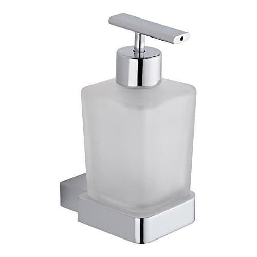 Image of Milano Arvo Wall Mounted Square Glass Bathroom Soap Dispenser Chrome Holder