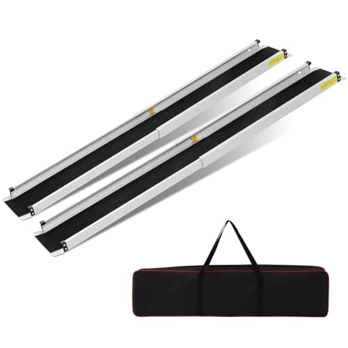Image of 2PCS Telescopic Wheelchair Ramps, 4FT - 122L x 18.9W cm Portable Threshold Ramps,272kg Capacity,for Home Front Door Stair Steps