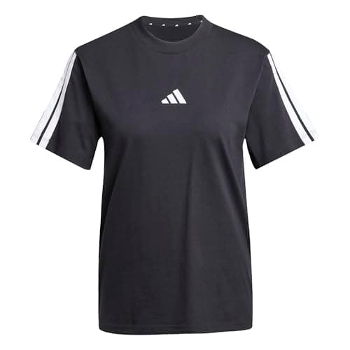 Image of adidas Women's Essentials 3-Stripes Sleeve Cotton T-Shirt, Black/White, XXL