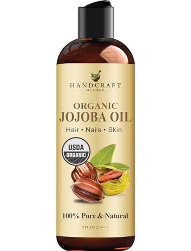 Image of Handcraft Blends USDA Organic Jojoba Oil - Cold-Pressed 236 ml - 100% Pure and Natural - Premium Grade Carrier Oil for Skin and Hair - Hair and Body - Hexane-Free