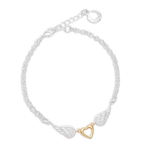 Image of equilibrium Guardian Angel Two Tone Silver and Gold Plated Heart/Wings Bracelet