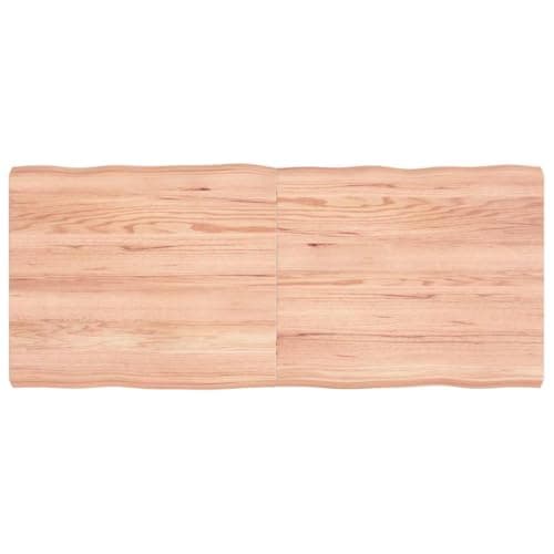 Image of vidaXL Live-Edge Solid Oak Wood Table Top Light Brown 140x60x(2-6) cm - Versatile Replacement for Home or Commercial Use