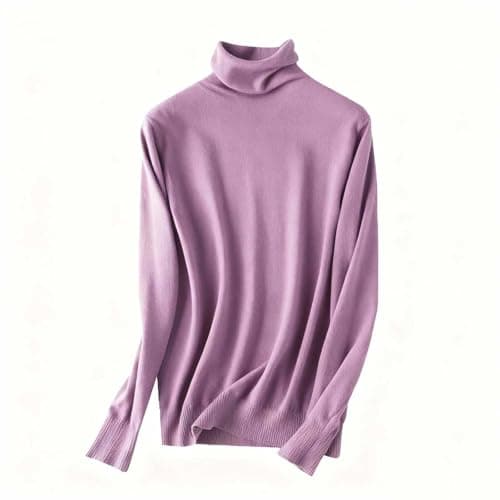 Image of Polos Neck Jumpers for Women Knitted Jumpers Lightweight Plain Turtleneck Sweater Solid Color Knit Tunic Tops Long Sleeve Soft Basic Pullover Ribbed Cuffs Knitwear Ladies Cowl Roll Neck Jumper