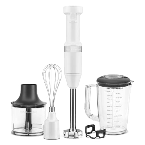 Image of KitchenAid KHBV83WH Variable Speed Corded Hand Blender with Accessories, White
