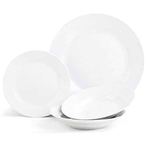 Image of Sabichi 12pc Day to White Dinner Set - Microwave & Dishwasher Safe - 4 X Plates, Side Soup Bowls Plate and Bowl Ideal Plates and Bowls Set