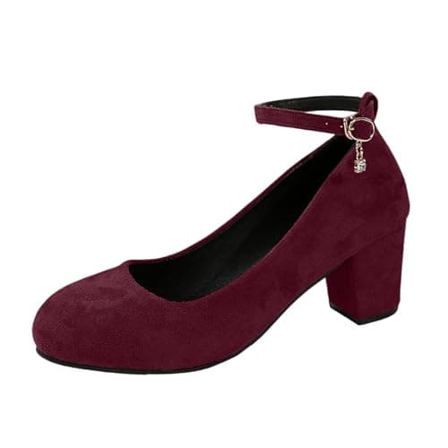Image of 2026 Wedding Guest Stylish Women's Casual Shoes with On Heels Platform Satin Wide Fit Office Date Night Women Court Block Heel Ankle Strap Comfortable (42)