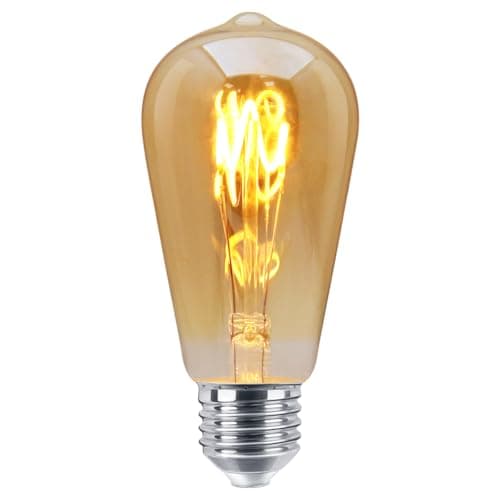 Image of Long Life Lamp Company Edison Classics 2w Vintage LED Filament Bulb Teardrop Spiral ST58 Smoke Gold Glass E27 Edison Screw