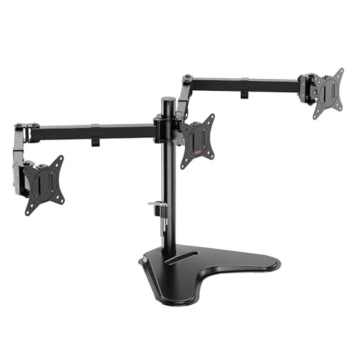 Image of VonHaus Triple Monitor Stand for 17-27" Screens, Three Screen Monitor Desk Mount, Height Adjustable, Easy Assemble Stand with Full Tilt, Rotation & Swivel Arms, VESA: 75x75 & 100x100mm