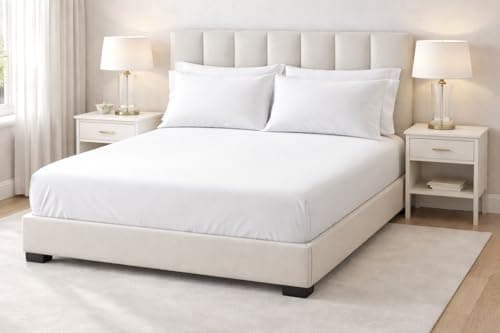 Image of DTEX HOMES 3 Piece Sheet Set Double Fitted Sheet with 2 Pillowcases 200 Thread Count 100% Egyptian Cotton Extra Deep Pocket 40cm/16 inch Bed Sheets (Double-White)