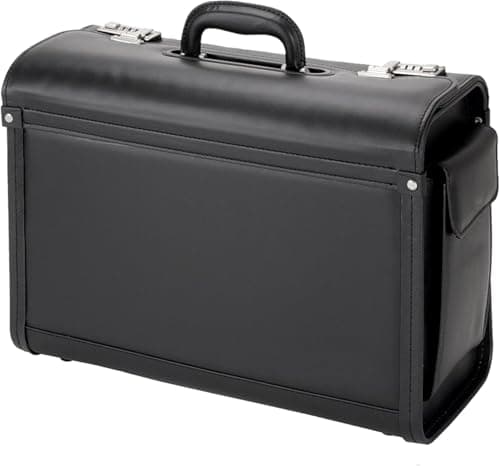 Image of Alassio Genova Pilot Case Multi-section 2 Combination Locks Leather-look Black Ref 45028