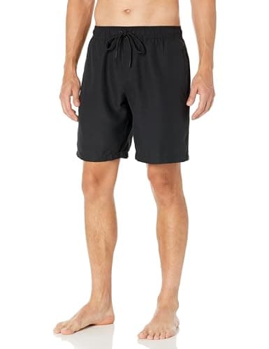 Image of Amazon Essentials Men's 9” (23cm) Swimming Shorts with Mesh Lining, Pockets, Drawstring Closure, Black, XXL