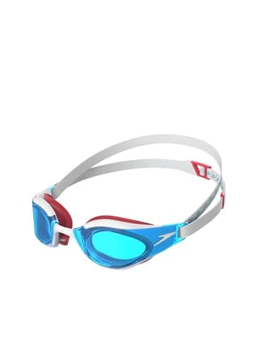 Image of Speedo Adult Unisex Fastskin Hyper Elite Swimming Goggles, Flame Red/Bolt/Aqua, One Size