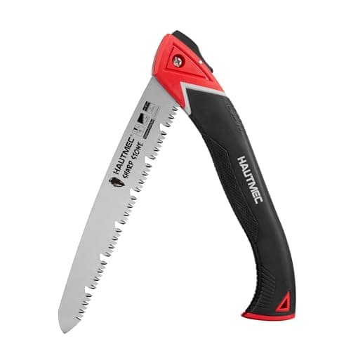Image of HAUTMEC Pruning Saw 230mm (9"), Folding Hand Saws for Cutting Wood, Trees, Garden Saw with Deep Gullets, SK5 Blade & Non-Slip Rubber Handle for Branches, Camping & Bushcraft