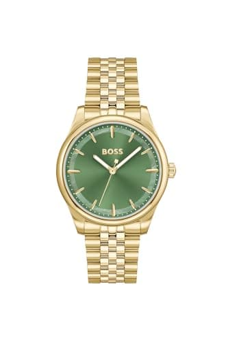 Image of BOSS Three Hand Quartz Movement Watch for Women Graceful Collection with Gold Colored Stainless Steel Bracelet - 1502780