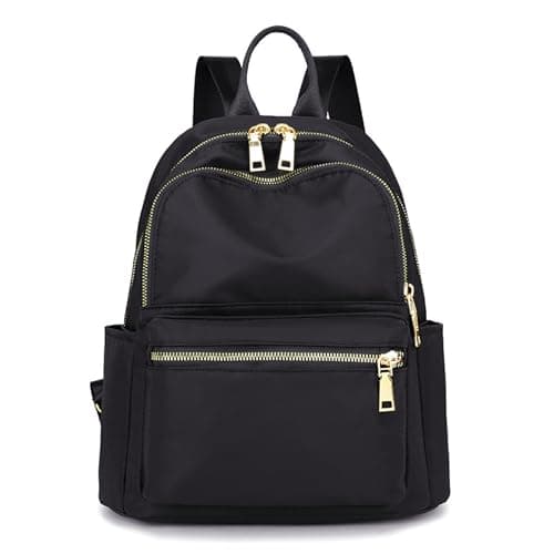Image of FORRICA Womens Backpack Nylon Lightweight Rucksack Casual Back Pack with Multi Pockets for Commuting and Everyday Use - Black (L)