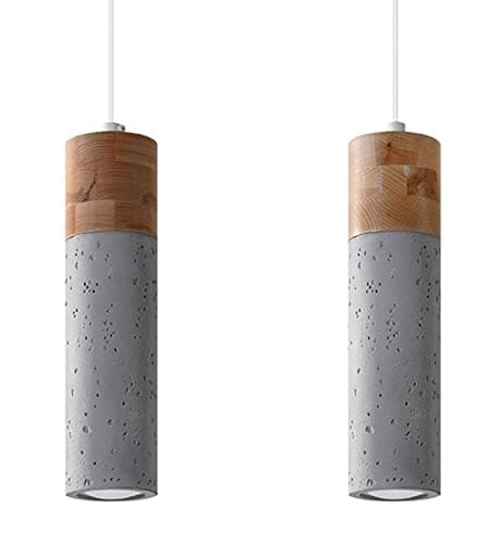 Image of SOLLUX lighting Zane Spotlight Ceiling Pendant Light Minimalist and Universal Design Works with Replaceable GU10 Bulb 2 x 40 W Made of Wood and Grey Concrete 30x6x120 cm