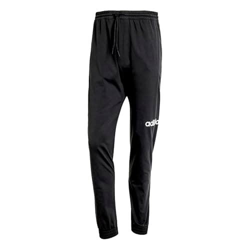 Image of adidas Men's Essentials Linear Single Jersey Pant, Black/White, L