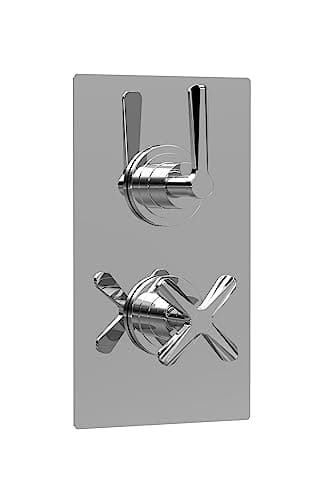 Image of nuie CLL3207 Aztec Twin Concealed Thermostatic Shower Valve with Diverter-2 Outlets, 215mm, Chrome