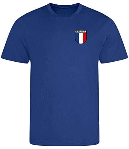 Image of French France Printed Supporters Unisex Mens Womans T-Shirt for World Cup Football Euros Rugby Non Official (Blue, Small)