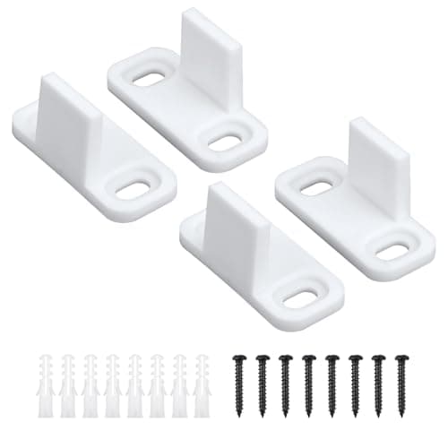 Image of 4 Set Barn Door Floor Guide Kit, Plastic Barn Door Hardware Sliding Closet Door Bottom Floor Mount Guide Sliding Door Track Pocket Door Guide Bypass Door Guide (White)